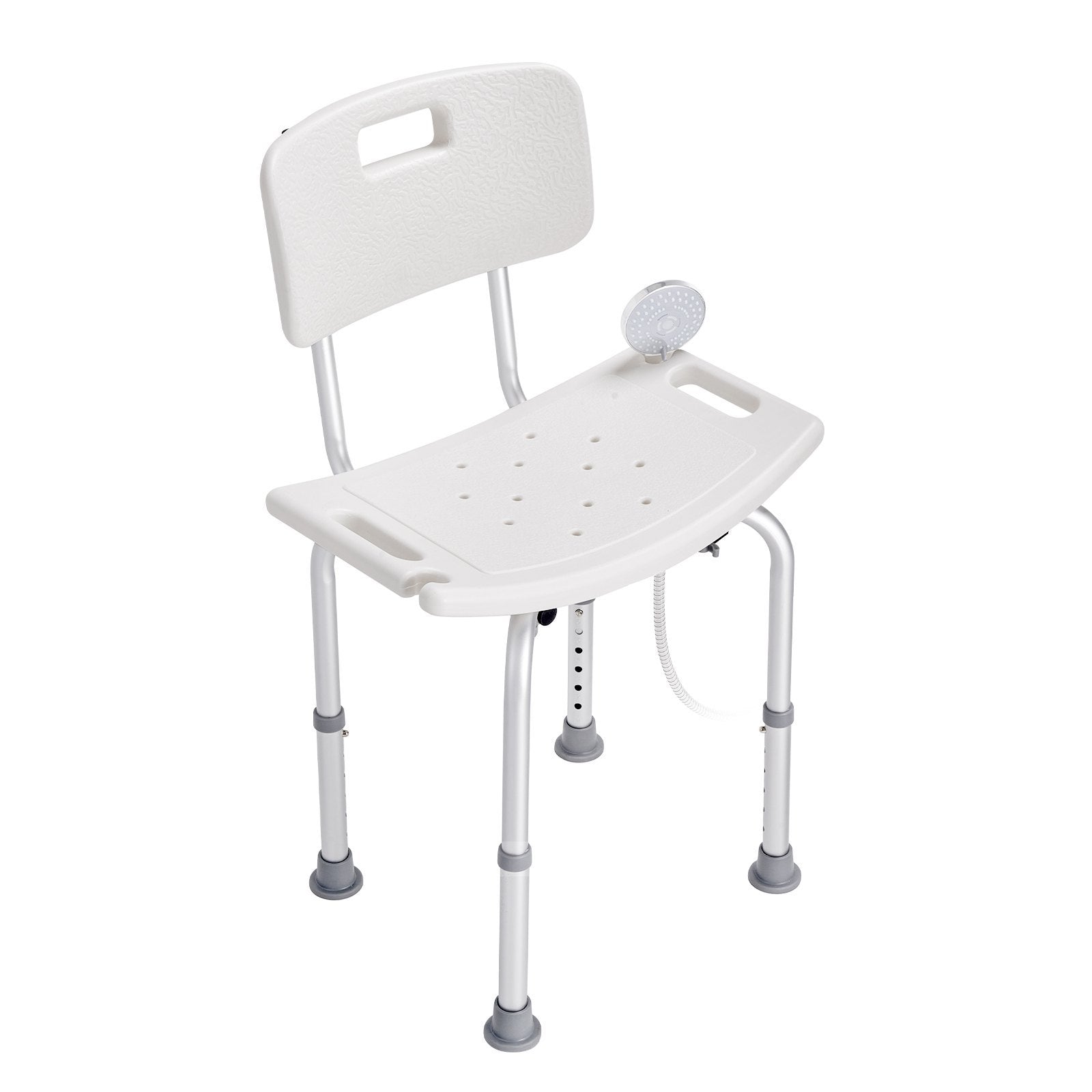 Shower chair with backrest and adjustable aluminum legs