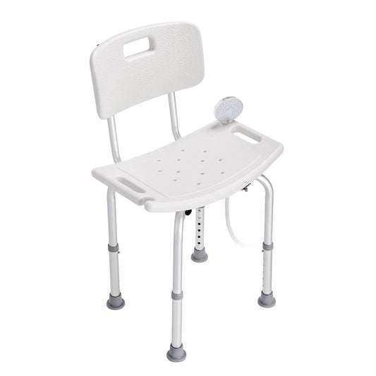 Shower chair with backrest and adjustable aluminum legs